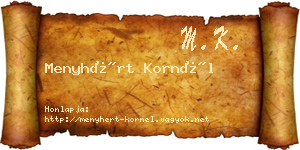 Menyhért Kornél névjegykártya
